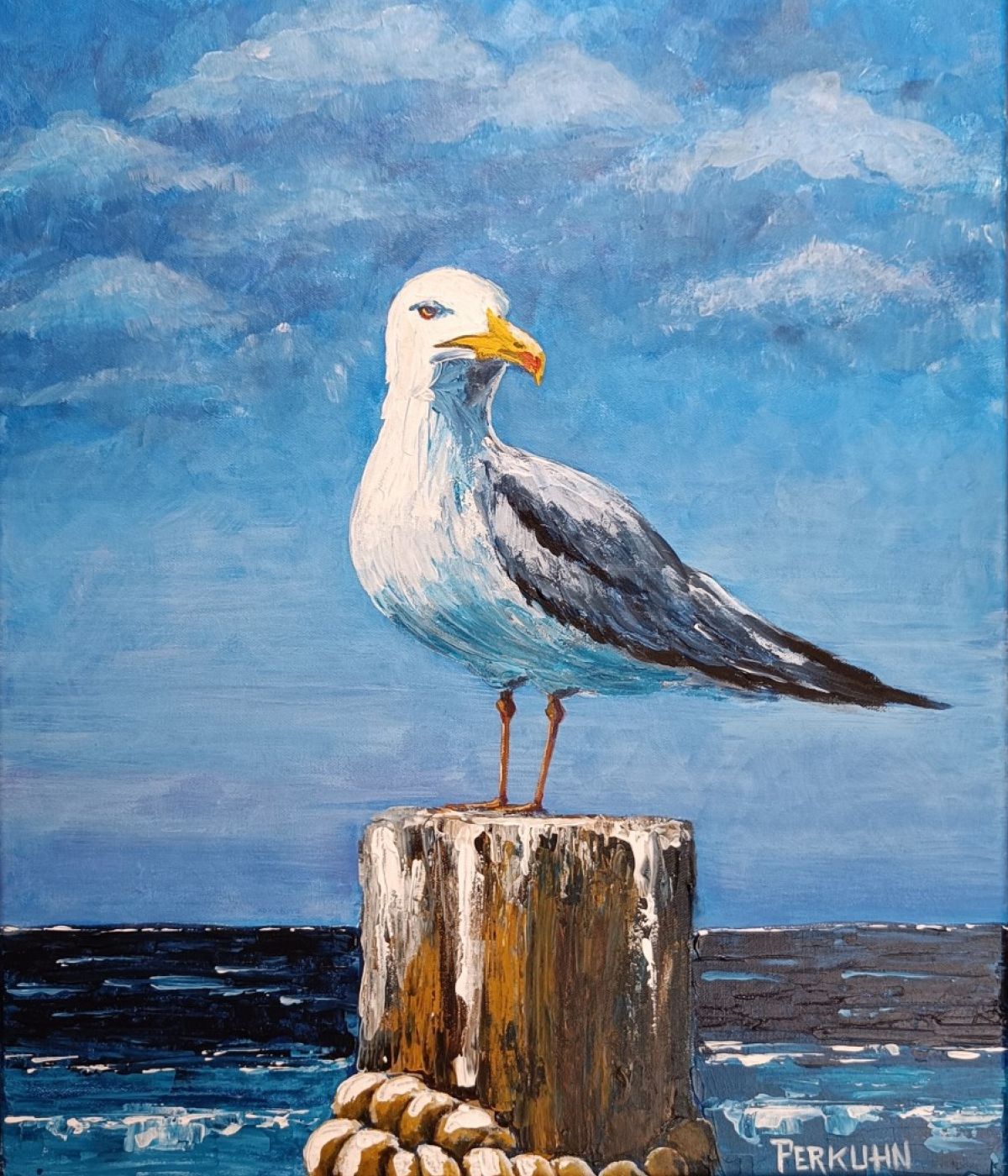 Möwe auf Beobachtungsposten