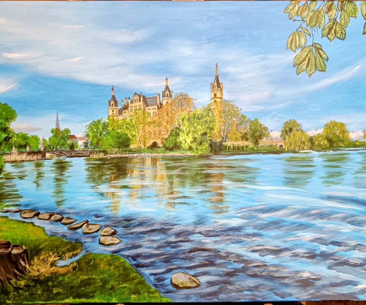 Schweriner Schloß mit Corgie